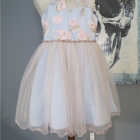 Rare Editions Elegant Floral Embroidered Girls Dress - Picture 2 of 8